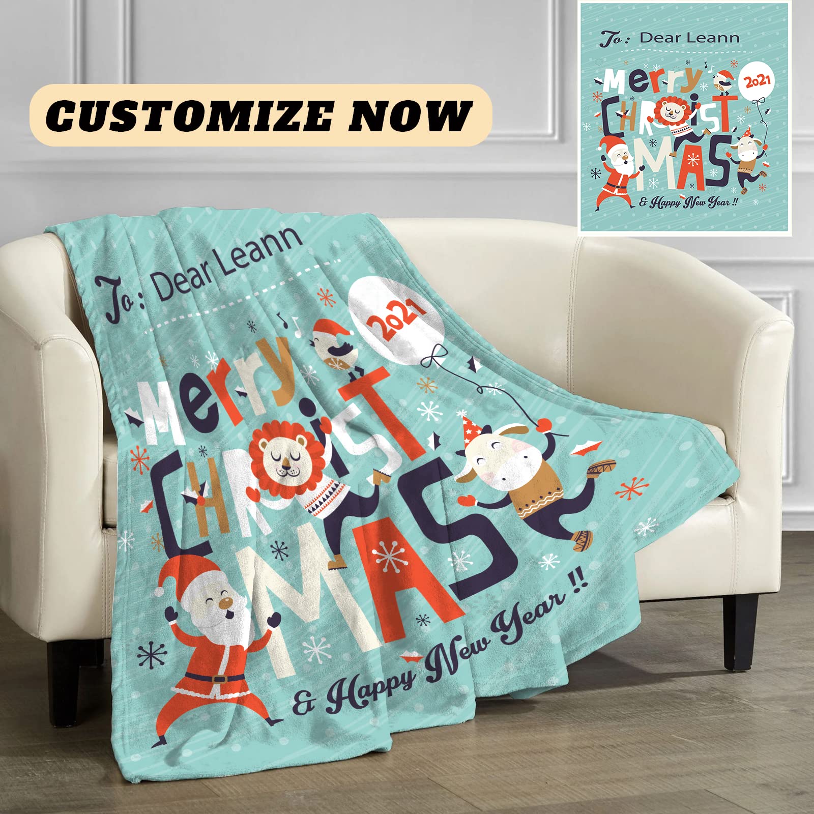 Manta con Estampado de Letras Personalizadas - Manta de Tiro Personalizada Mantas de Franela Suave para Año Nuevo Día de San Valentín Navidad Cumpleaños Camping