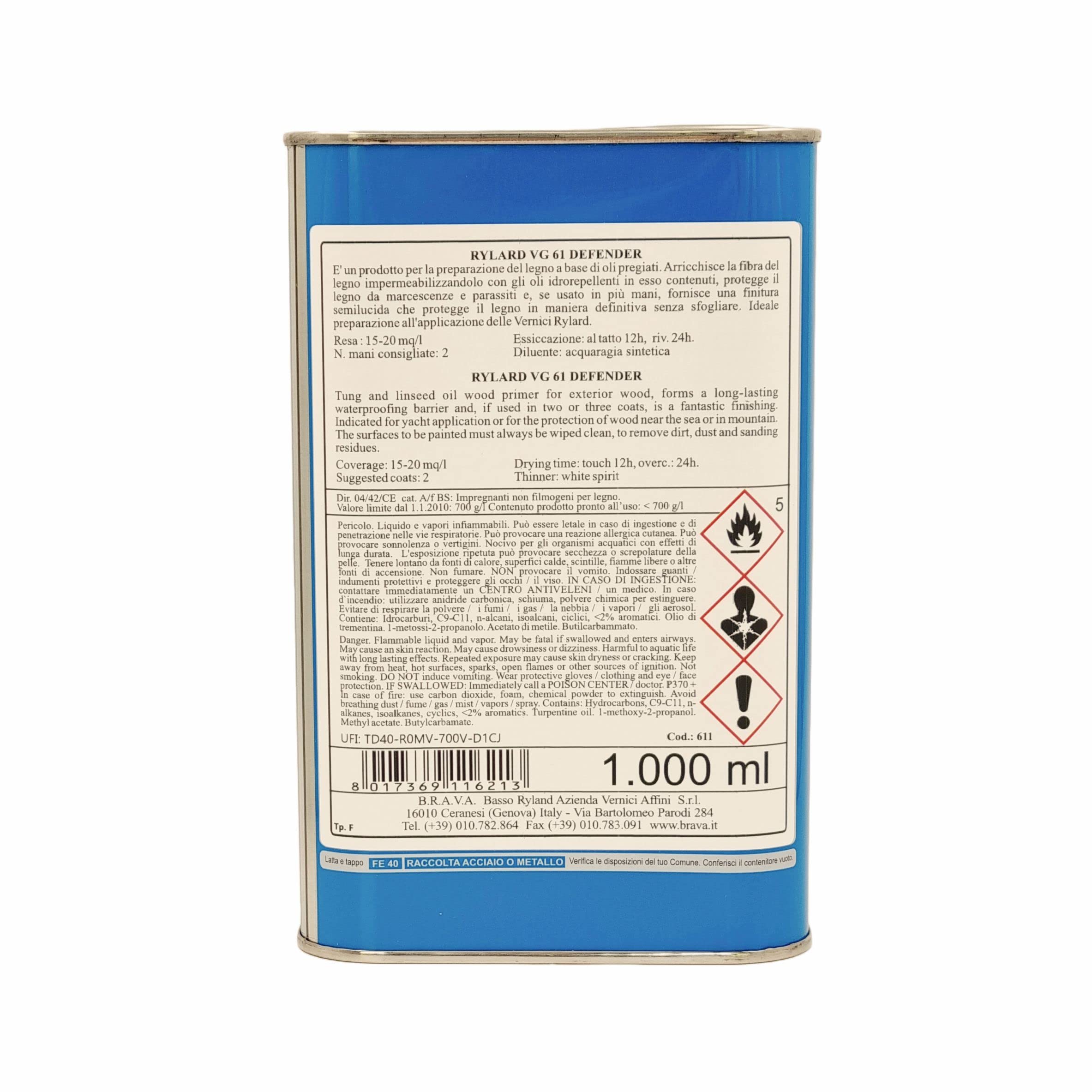 Rylard VG 61 Defender, Primer Grasso per Legno, 1 Litro