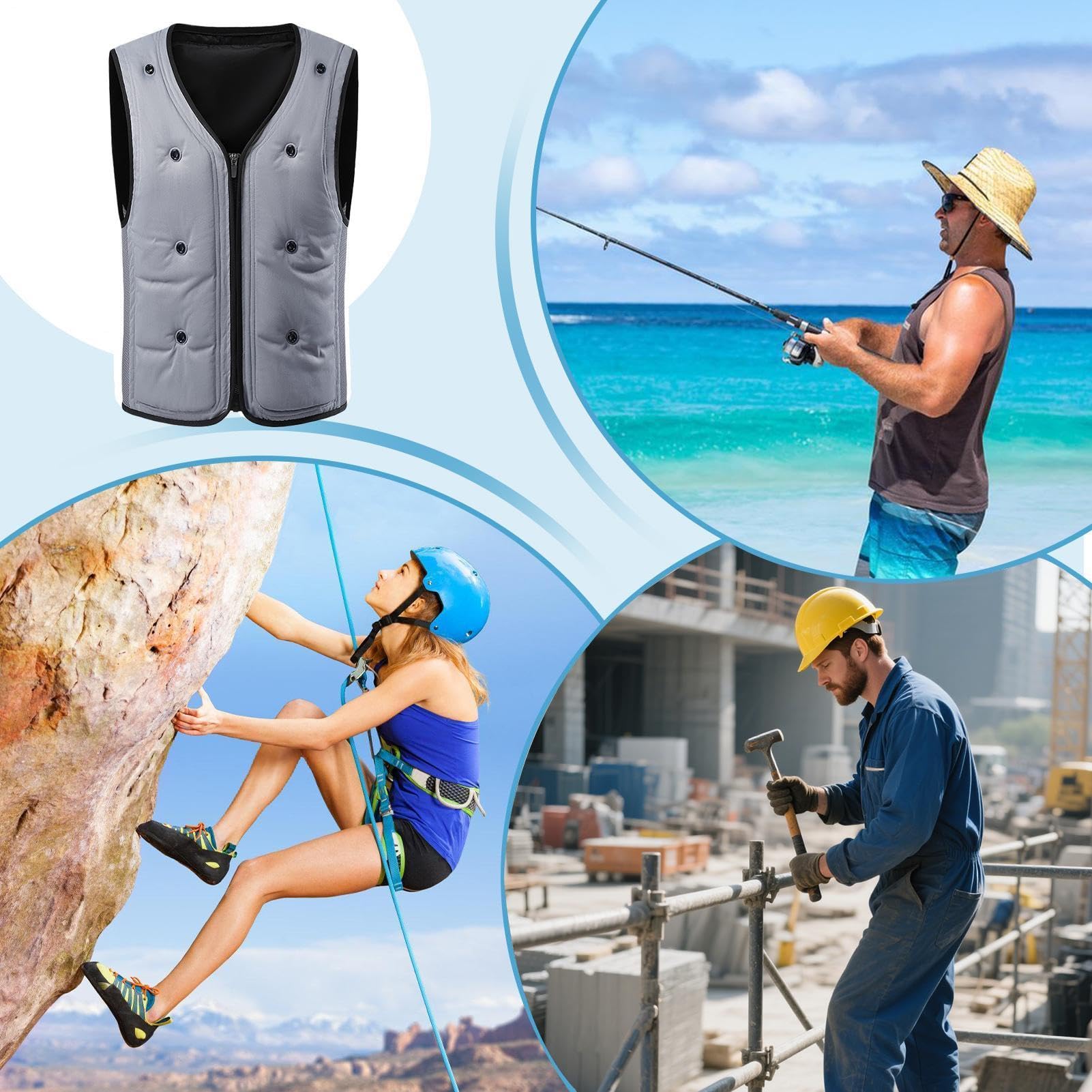 Generico Gilet Rinfrescante Uomo Riutilizzabile Unisex Per Adulti | Gilet Rinfrescante Leggero Con Ghiaccio Motociclismo, Corsa, Sport All'Aperto, Pesca