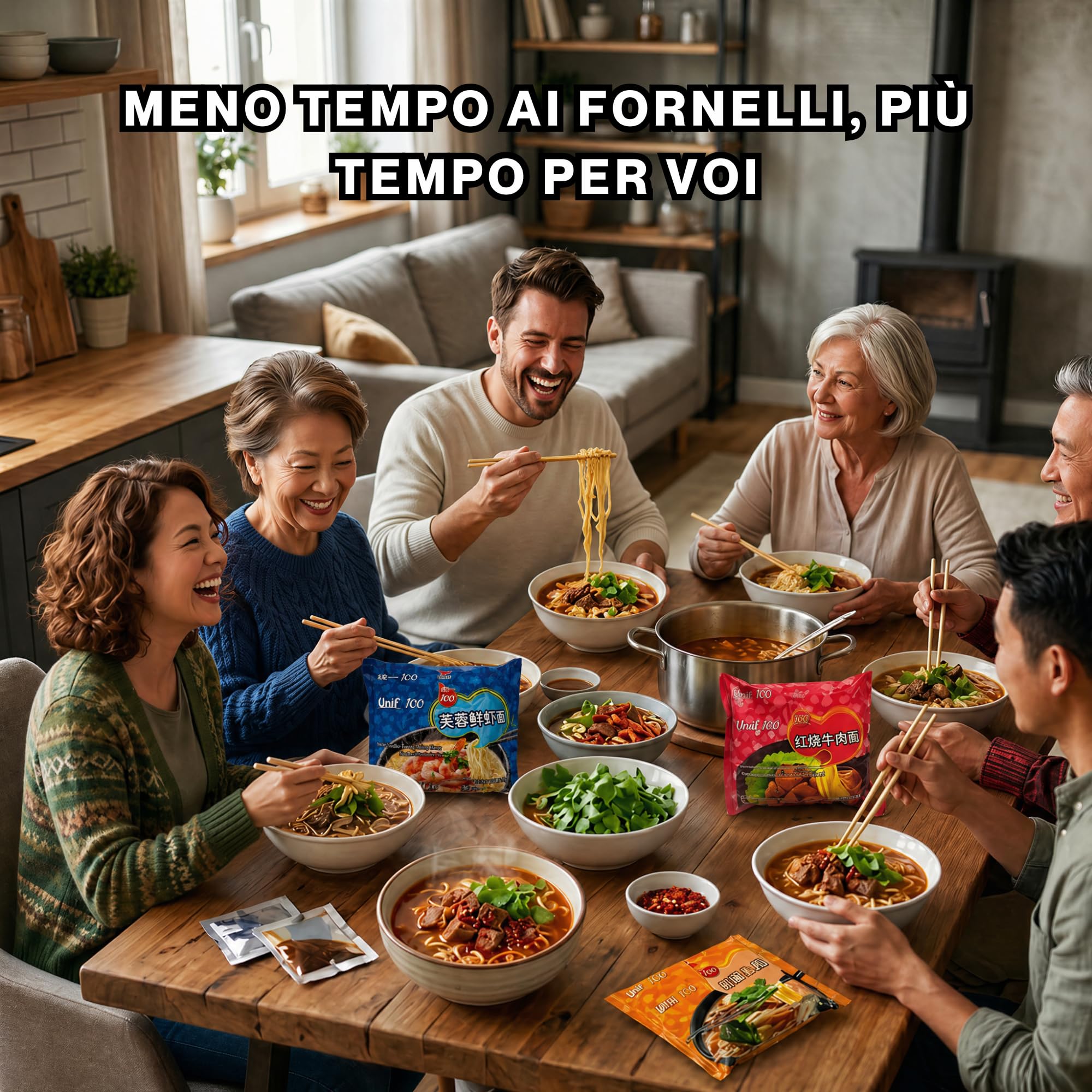 HU TASTE Kit Ramen Istantaneo UNIF Selezioni Brasate: Manzo, Costine di Maiale e Frutti di mare - Noodles Giapponesi e Cibo Cinese Pronto - Box Regalo Cucina Orientale e Asian Food - 9 Pack