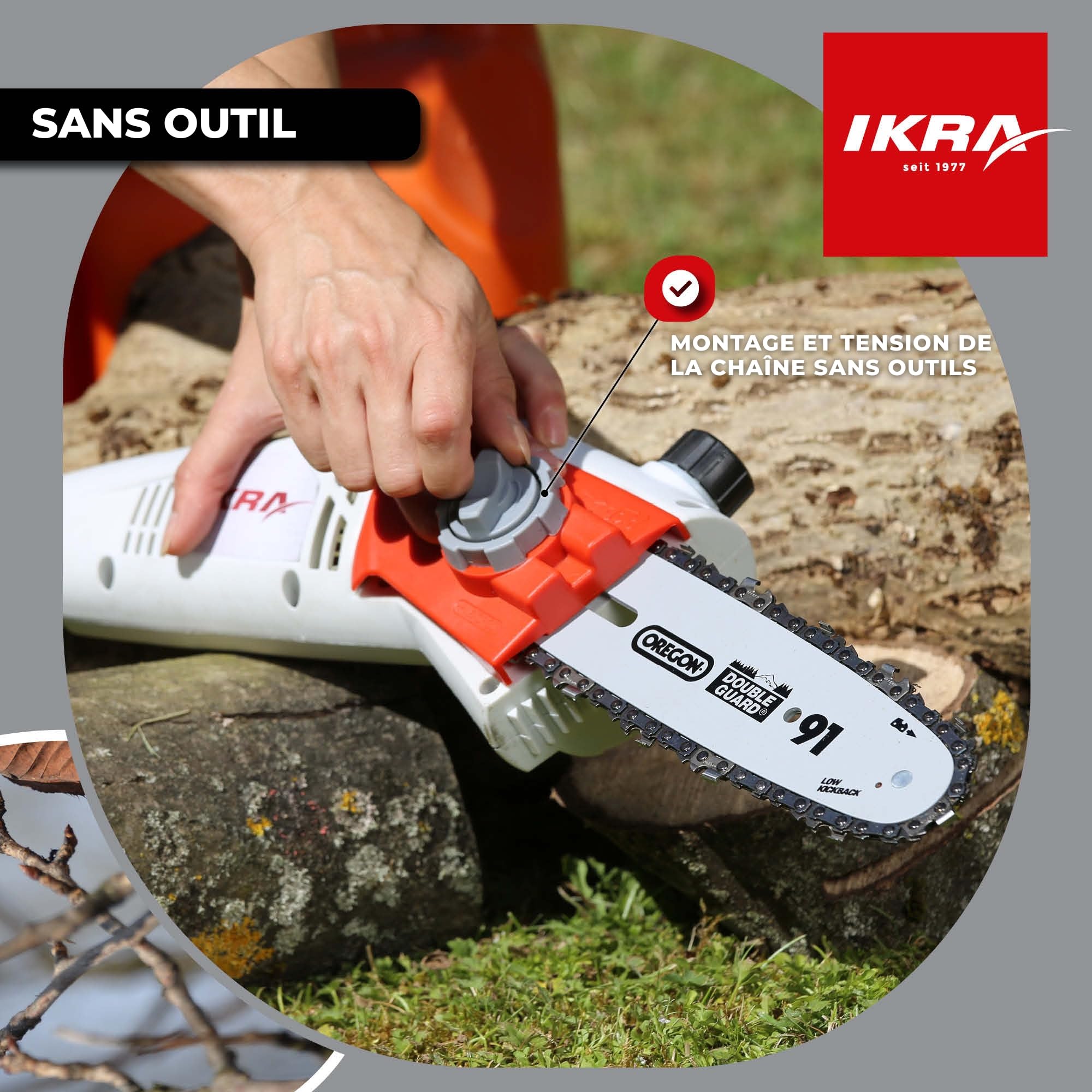 Ikra Élagueuse télescopique électrique Ieas 750, Longueur de Coupe 185mm, 750W, hauteur de Travail 4 m Noir/Gris/Rouge