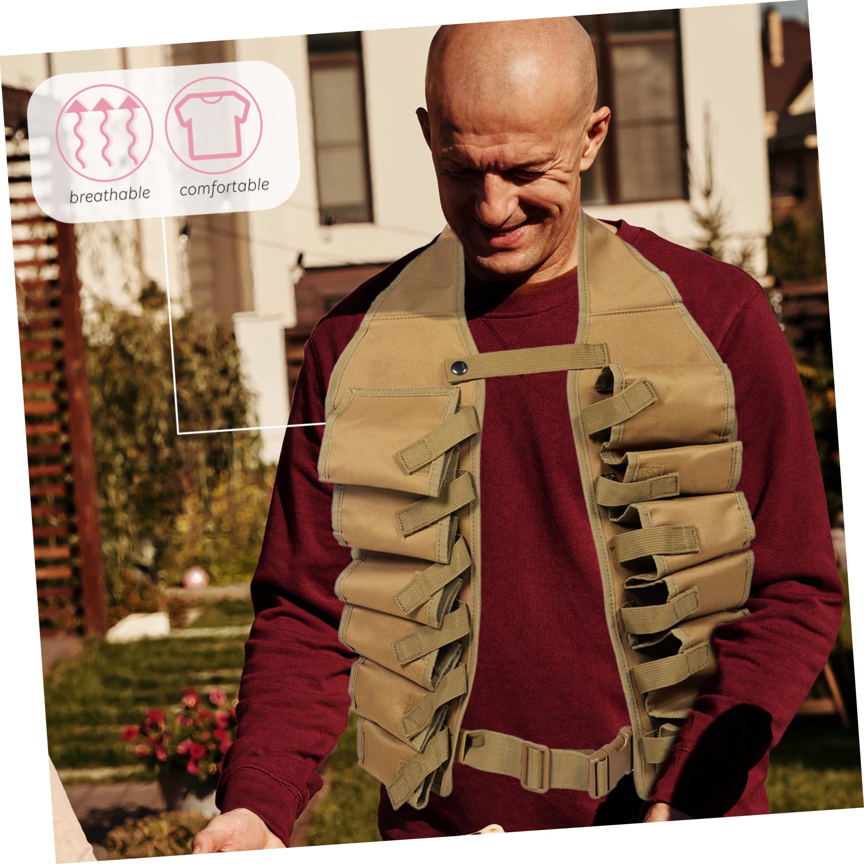 Ceinture Porte-bière Ajustable Toile Oxford Résistant et Confortable pour Boissons Multiples Extérieur pour Fêtes et Randonnées