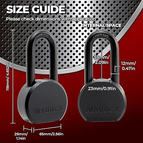 Miniatura 2 de PME65 - Candado de grado profesional, alta seguridad con grillete de aleación de boro, protección para todo tipo de clima, 5 llaves de latón. para
