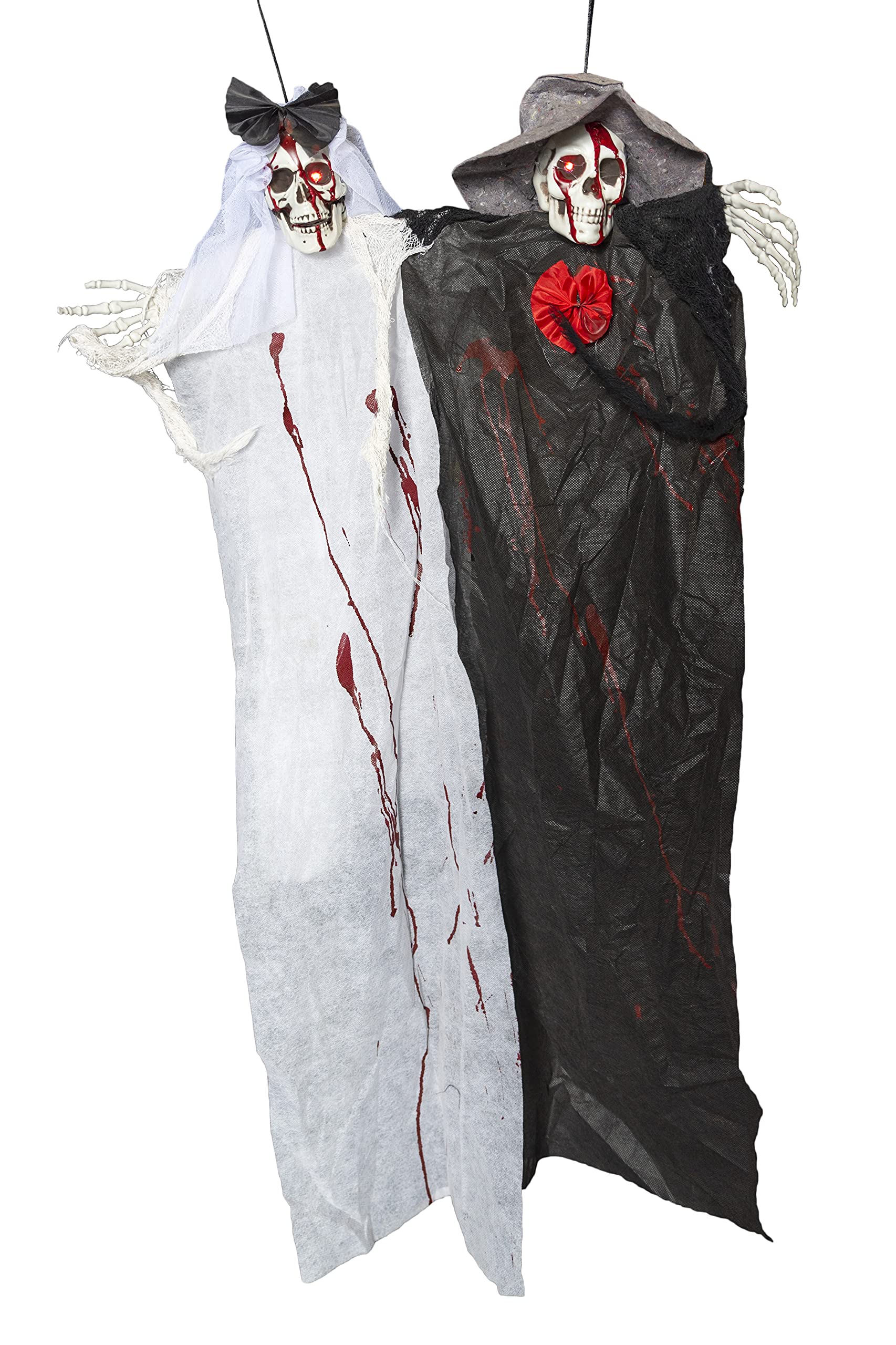 Gifts 4 All Occasions Limited SHATCHI-928 Halloween Sensor Active Skeleton Pair Black White Ghost Flying Scary Party Decorations Indoor, Multi