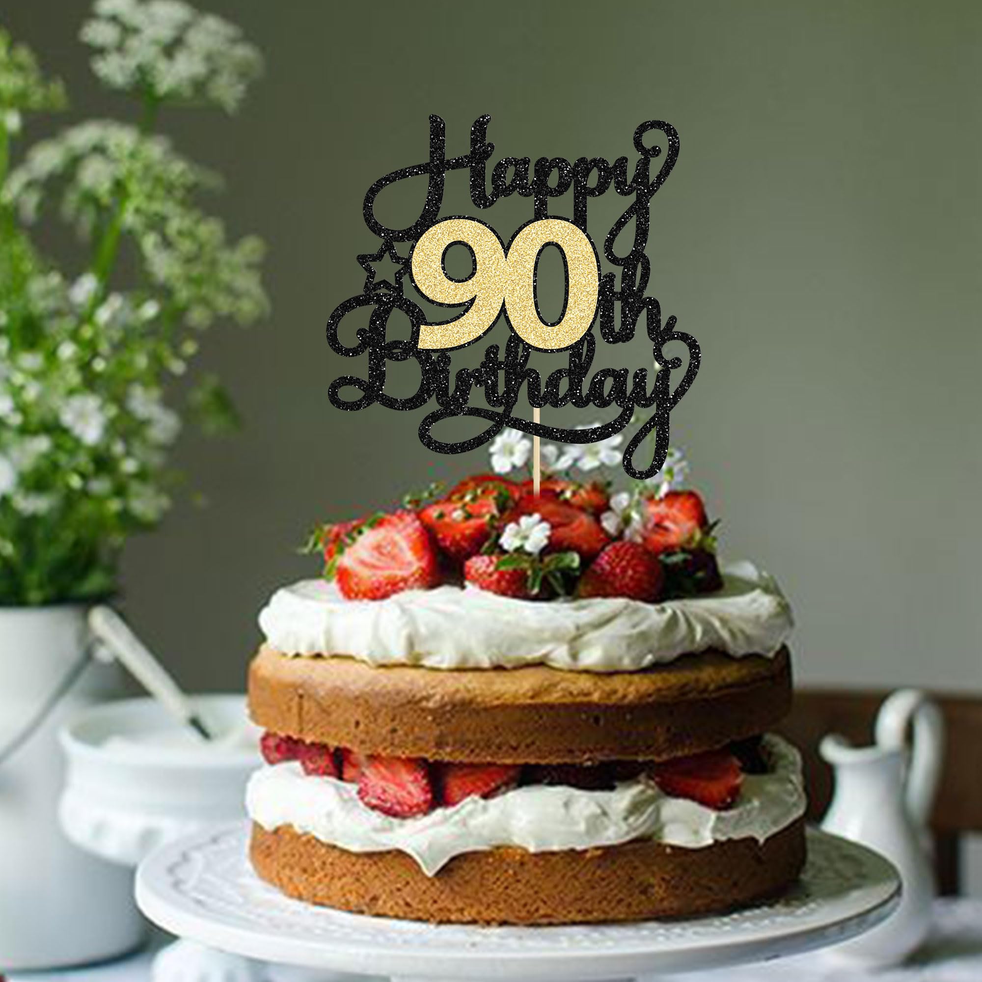 Limited EDITION 1990 Cake Topper 35th Birthday Happy Birthday Cake Topper Men And Women Cheer 35 Years Old Handmade Black Glitter Cake Decoration~p135096812 - View #7