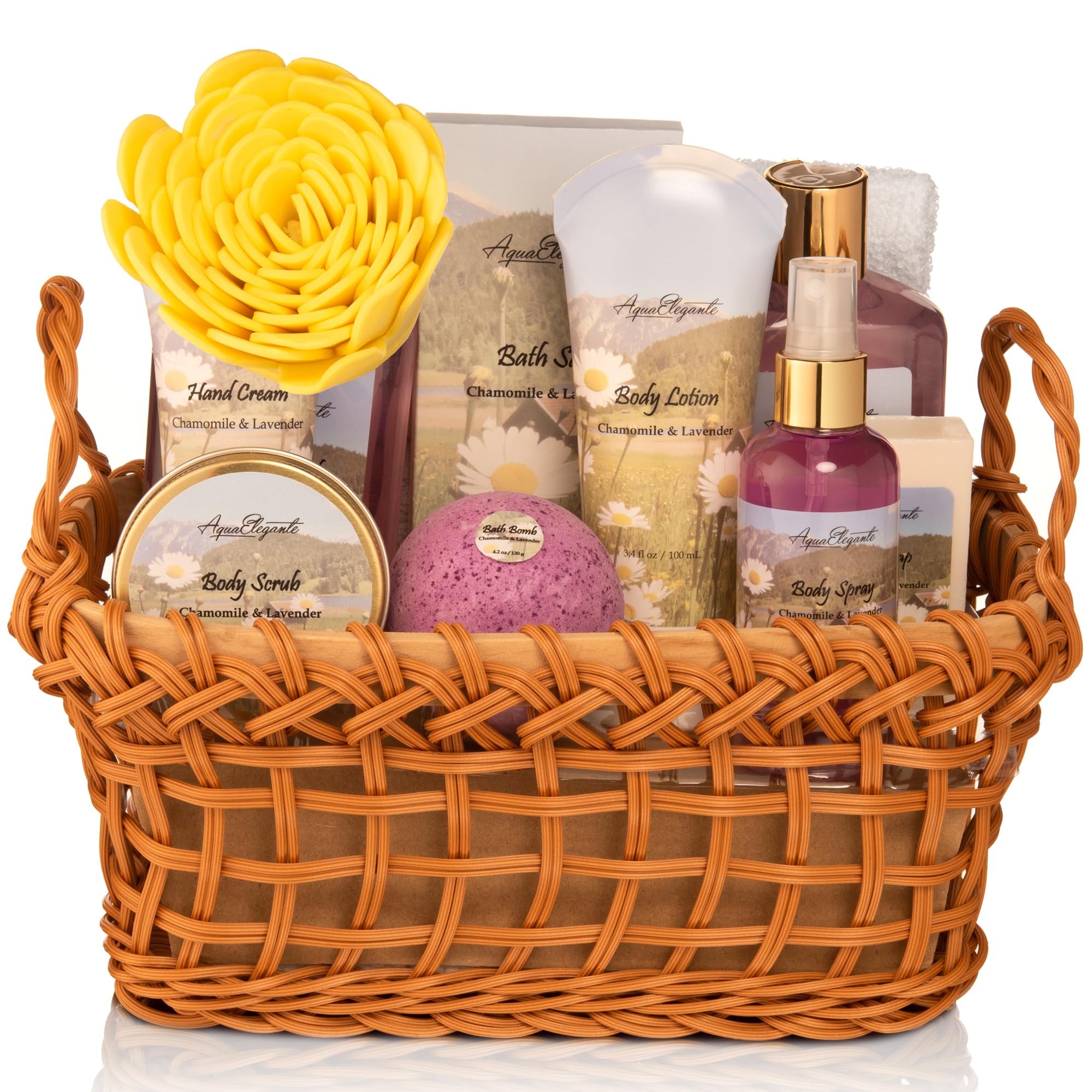 Spa Baskets For Women - Luxury Bath Set With Lavender & Chamomile - Spa Kit Includes Wash, Bubble Bath, Lotion, Bath Salt...