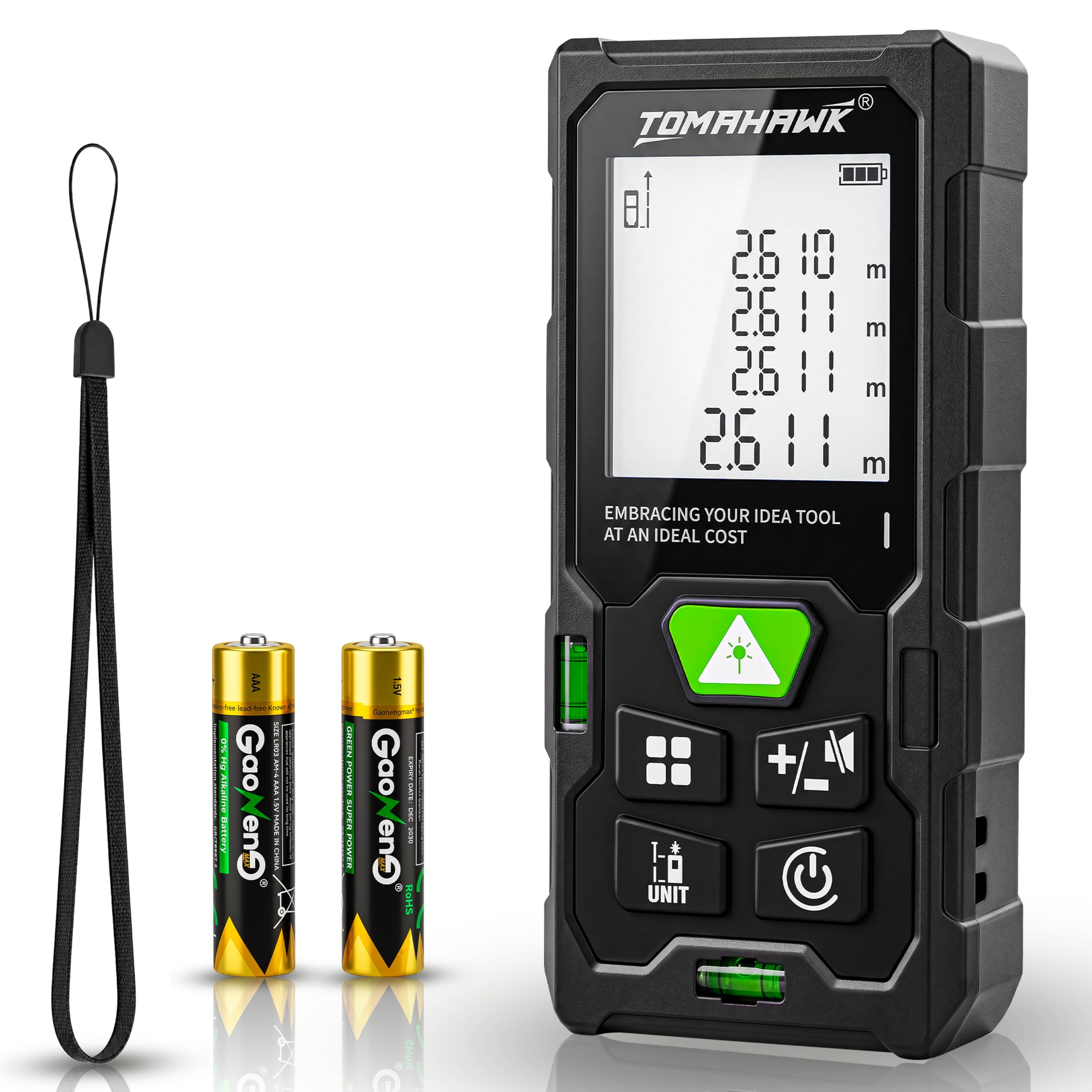 TOMAHAWK® TTM 0050 Laser Distance Meter Measurer 131Ft/50M with Area, Volume and Pythagoras Measurement - Water and Dust Resistant Laser Measuring Device with Backlit LCD, Battery Included-image-16
