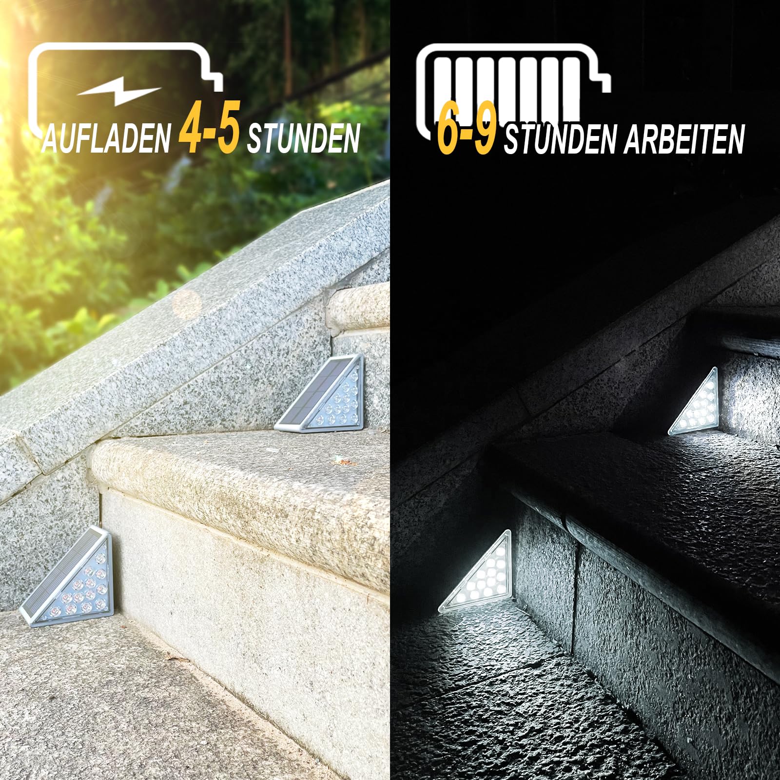 4 Luci Solari Per Gradini, Luce Bianca A LED Impermeabile Per Esterni Illuminazione Per Scale Per Patio Veranda Sul Retro Vialetto Ad Anello 98861519
