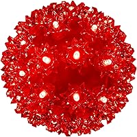 Vista 9 de Esfera iluminada de Navidad de 5.5 pulgadas para colgar al aire libre, esfera de 50 LED, esfera de luz de estrella roja para árbol, porche, cenador