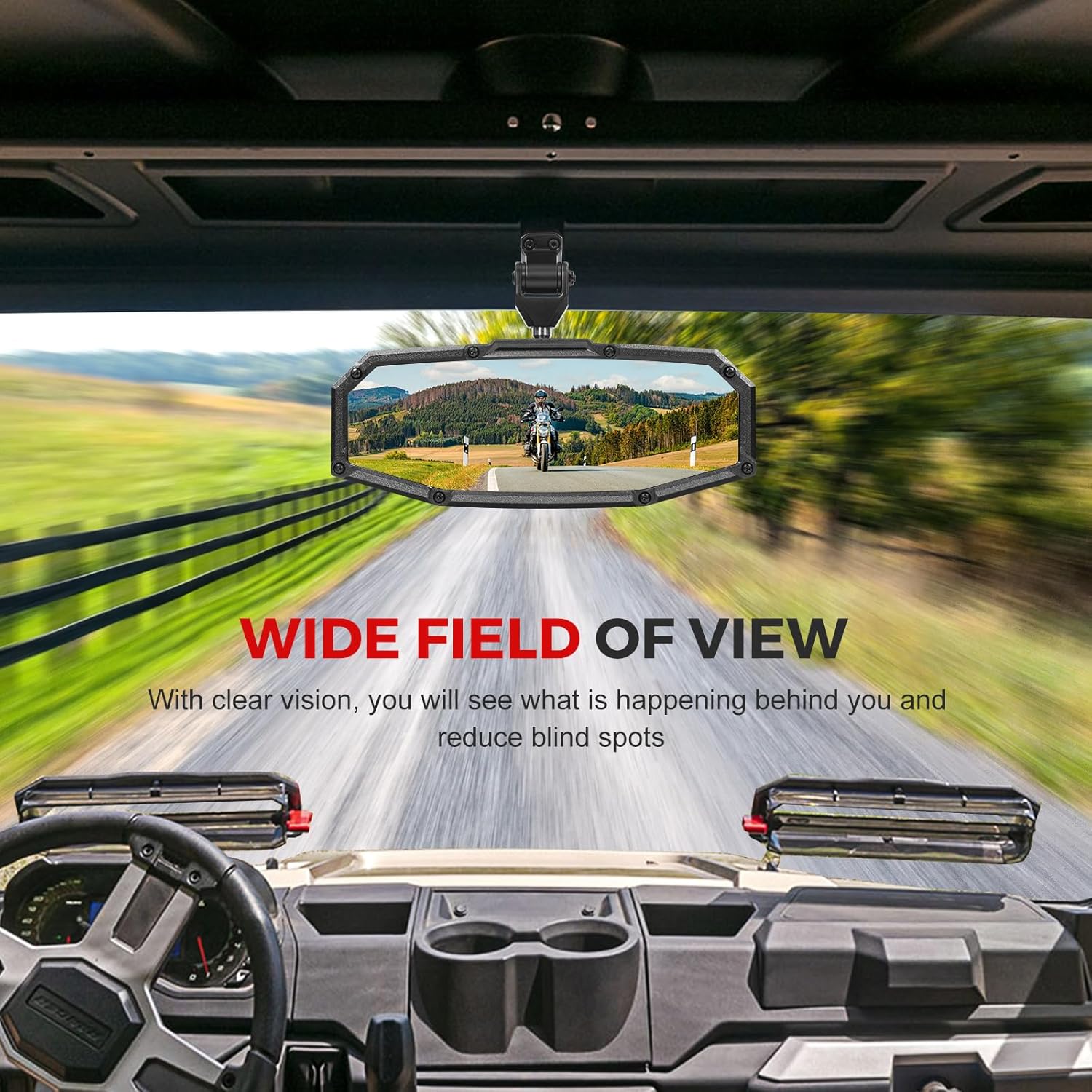 Rear View Mirror, UTV Mirror Dual Compatible with CFMOTO UFORCE 1000/1000 XL & Polaris Ranger 500 570 900 XP 1000 XP/Crew 2017-2025, Adjustable Detachable Bracket System, Patent-Pending Flag Design - Image 6