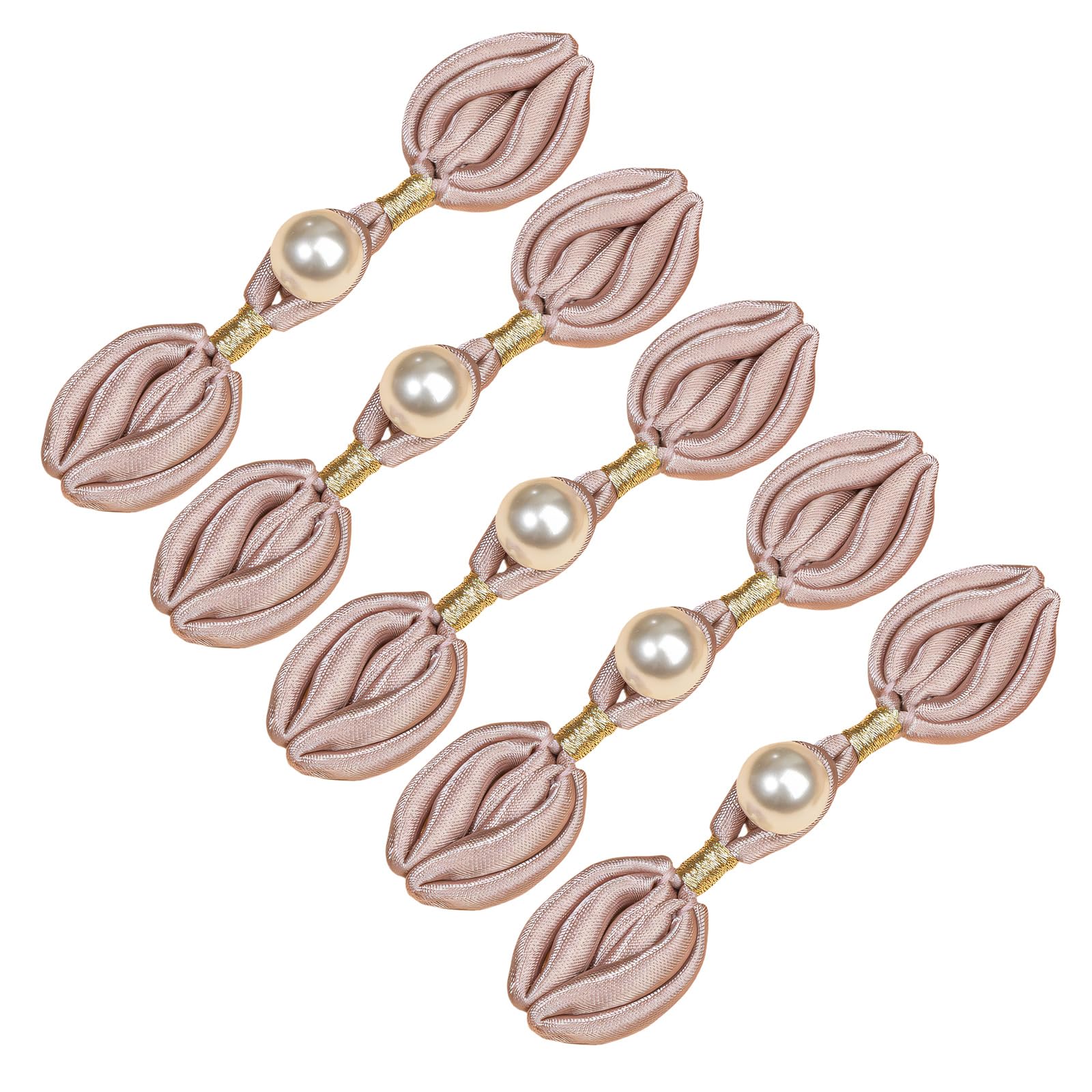 Zxfdsfdbnm B 5Pcs Pearls Embellished Chinese Knot Utton Cheongsam Knot Utton Fasteners For Wedding Dress Cloak Coat Garment Making Clothing Accessories