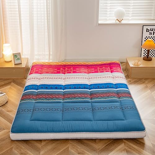 HIGOGOGO Colchón de suelo japonés para adultos, colchón de futón plegable de 4 pulgadas de grosor para suelo, almohadillas de dormir enrollables