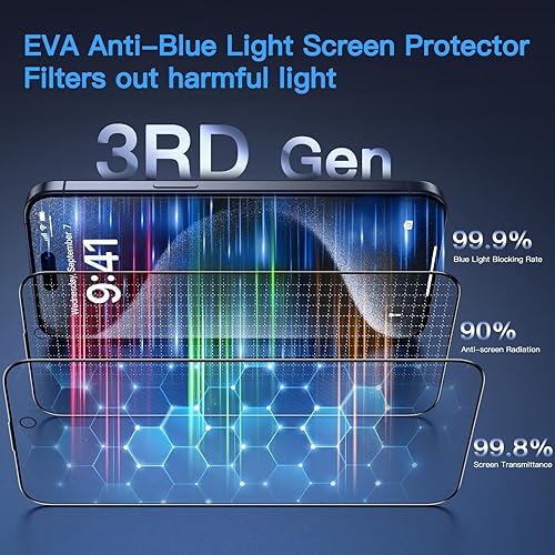 Vista 74 de Uyiton Protector de pantalla de privacidad para iPhone 13/13 Pro/14, vidrio irrompible, antiespía de 28° [cero burbujas], cobertura completa, Negro