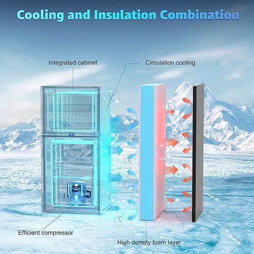 Miniatura 7 de Mini refrigerador de 3.2 pies cúbicos con congelador, refrigerador compacto con termostato ajustable de 7 niveles, refrigerador de dormitorio para