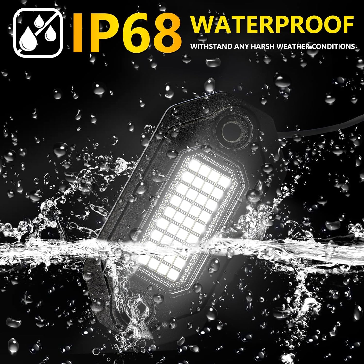 16 Pods Pure White Rock Lights for Trucks, Aluminum Housing, Each Rock Light Comes with a 15-Foot Extension Cord, for Pickup Trucks SUV UTV ATV RZR Car Boats