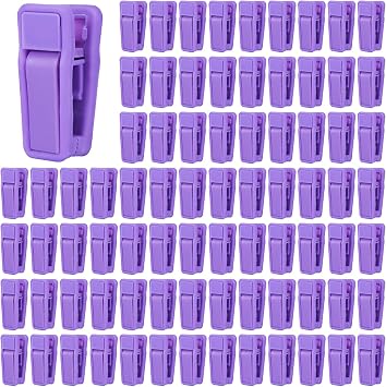 KISEER 80 Pcs Plastic Baby Hanger Clips Slim-line Finger Clips Set for Clothes Hanger Velvet Hanger Purple
