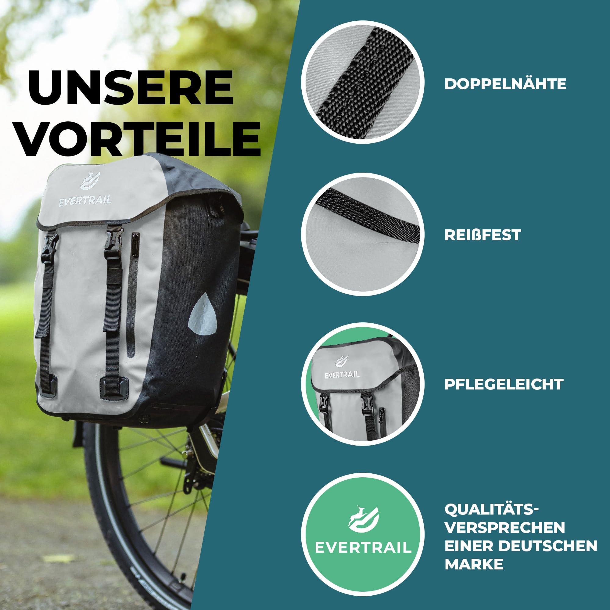 trekkingrad packtaschen Evertrail Fahrradtasche für Gepäckträger - Flexibel bis 28L I 100% Wasserdicht - Robuste Reflektierende Gepäckträgertasche mit Schultergurt, Laptoptasche, Werkzeugfreie Montage Finish:Orange Paisley gps tracker vélo efficace Puky Kettcar F 550