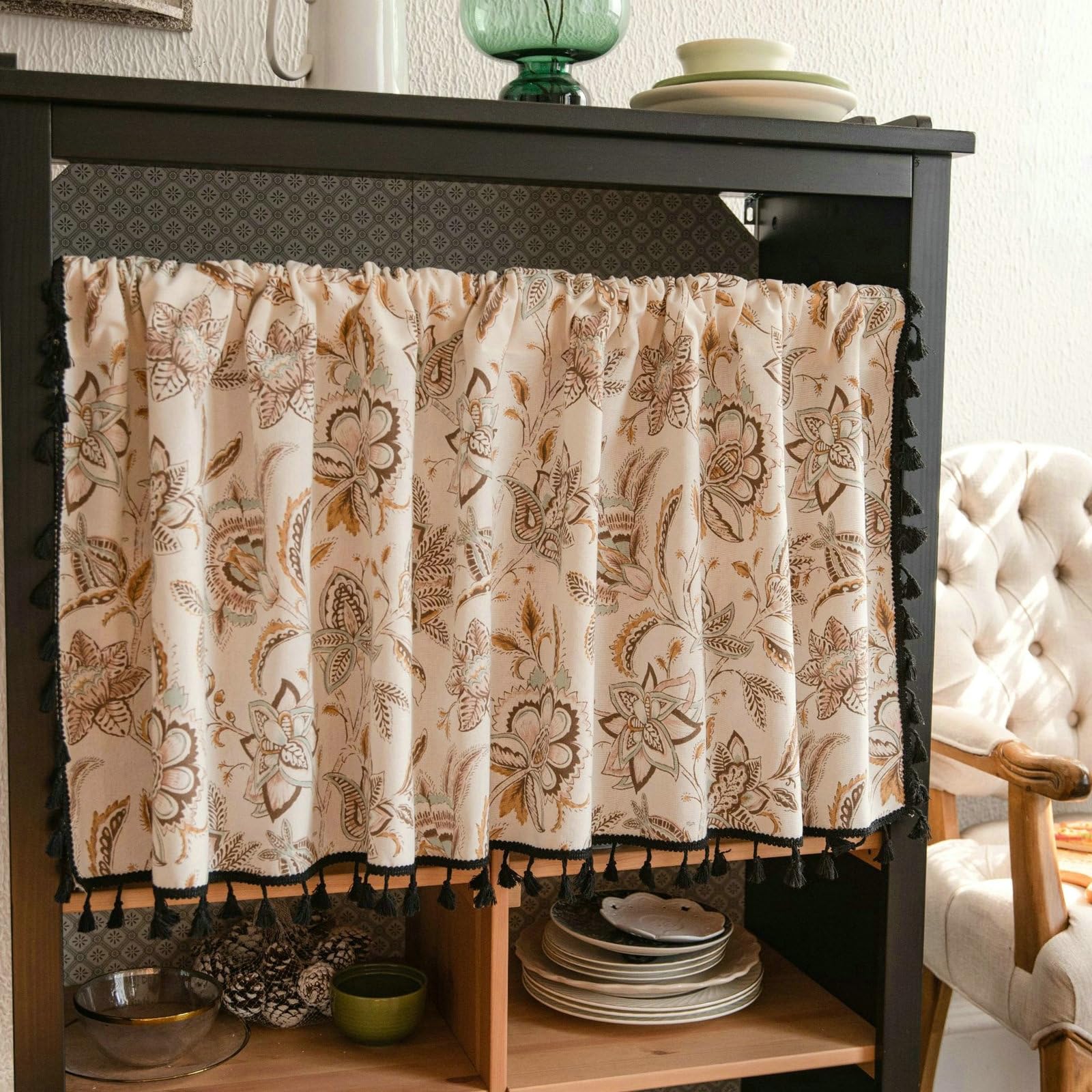 Rideau coton et lin texturé Beydodo pour meuble et porte 150x60