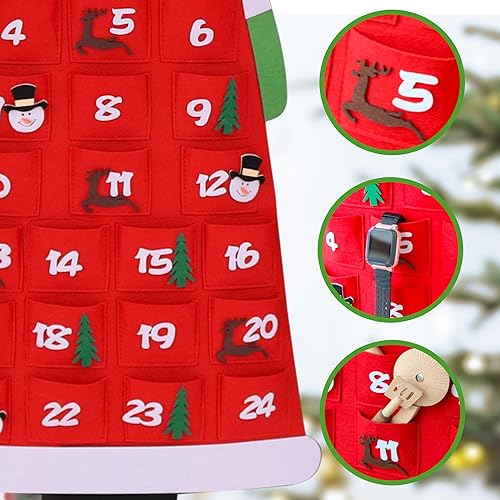 Miniatura 6 de Calendario de Adviento de Navidad de Papá Noel, cuenta regresiva para Navidad, calendario de cuenta regresiva de Navidad colgante de fieltro,