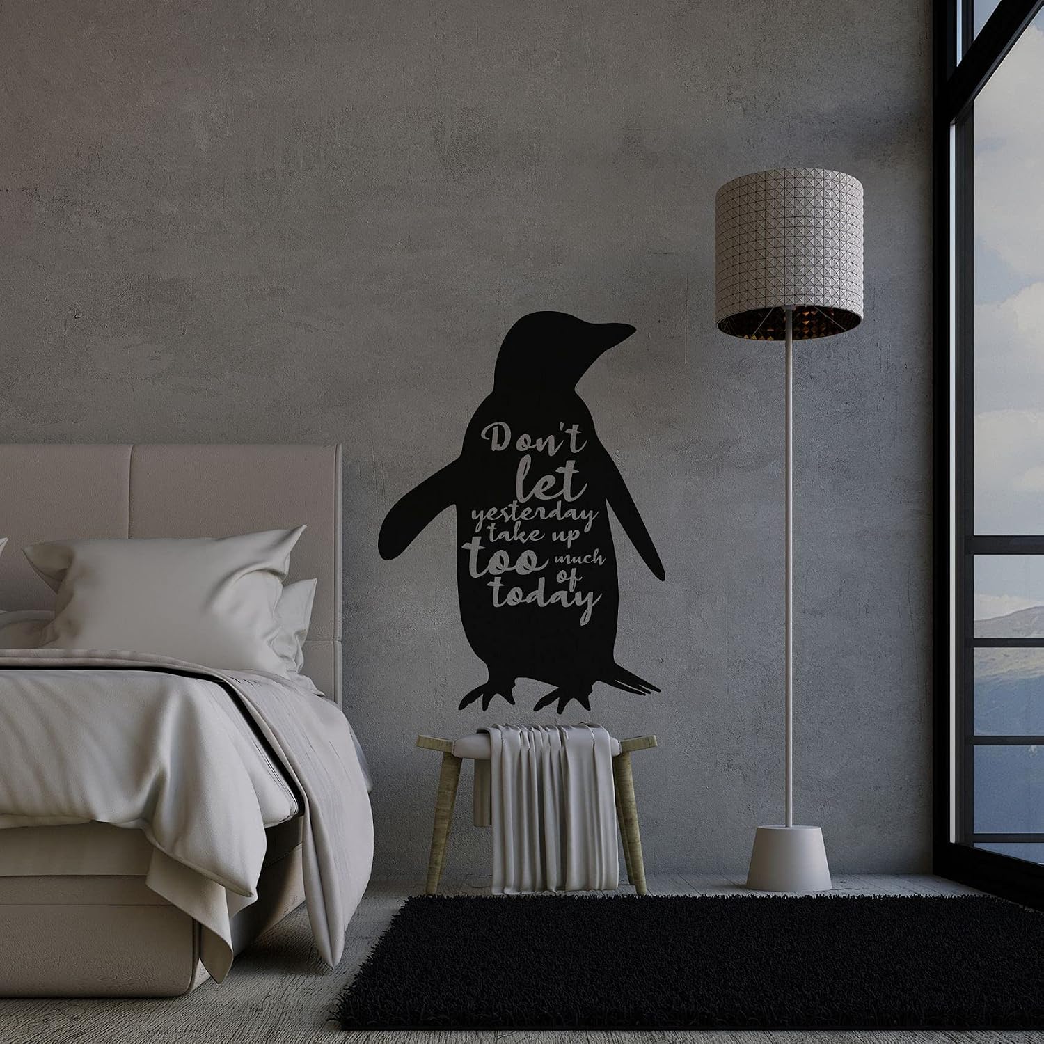 Dont Let Yesterday Take Up Too Much Of Today Life Quote Beautiful Penguin Silhouette Vinyl Wall Sticker Art Decal Boys Girls Kids Room Design Bedroom Nursery Kinder Home Decoration Size (20x18 inch)