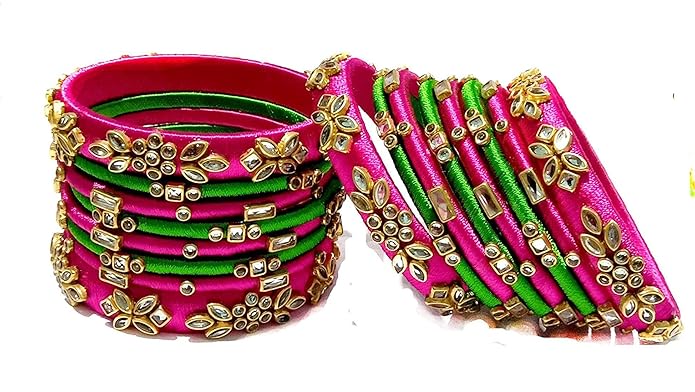 Blue jays hub Silk Thread & Kundan Bangles for Women & Girls