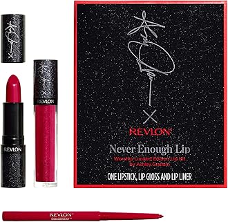 Revlon Never Enough Lip, Worship Limited Edition Lip Kit by Ashley Graham, 3 Piece Kit with Lipstick, Lip gloss, Lip liner, 1 Set