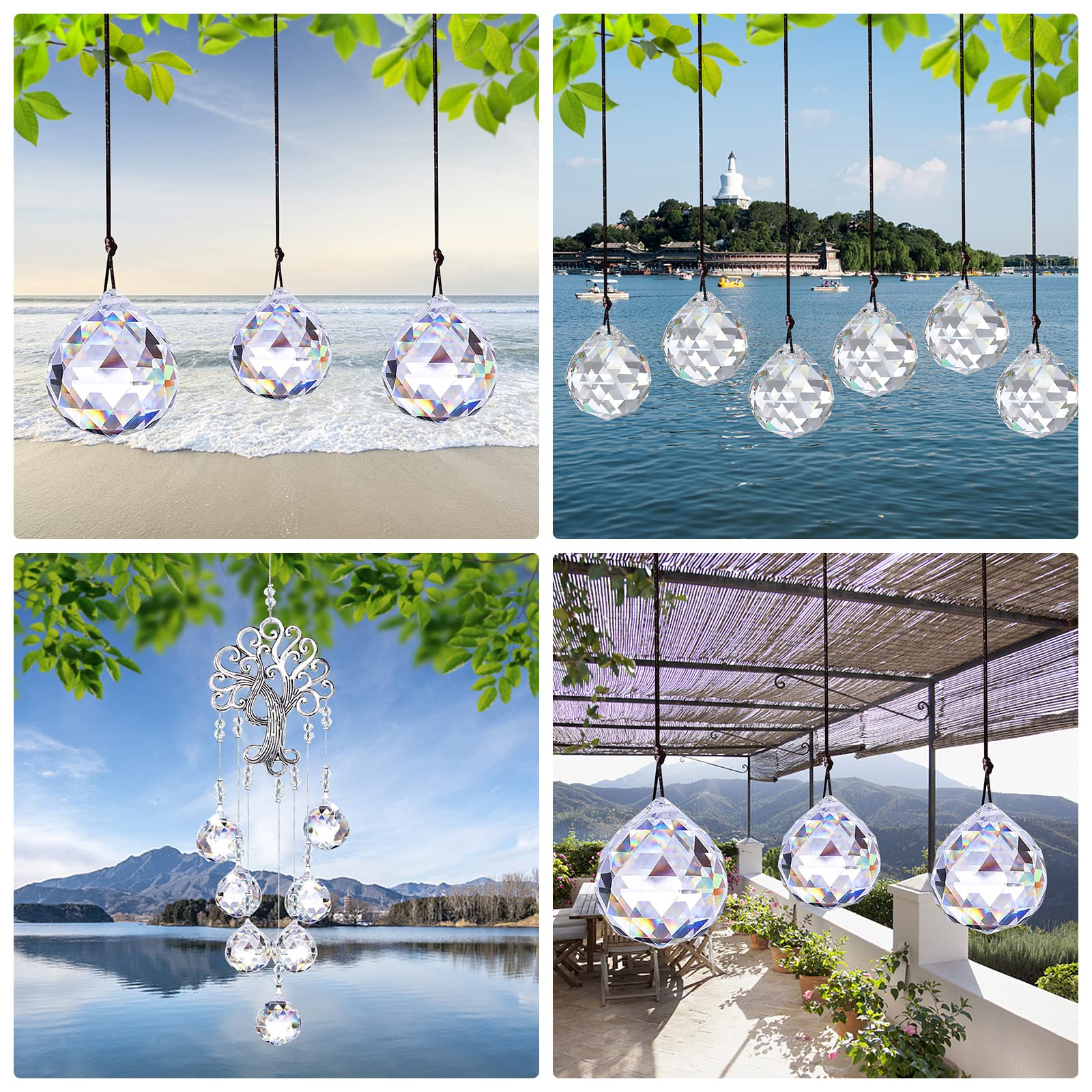 3 Prisma de Cristal de Cristal Colgante de Bola de Cristal, Arco Iris de Cristal, decoración Colgante de Cristal, Cristales para Colgar candelabros de Cristal como decoración