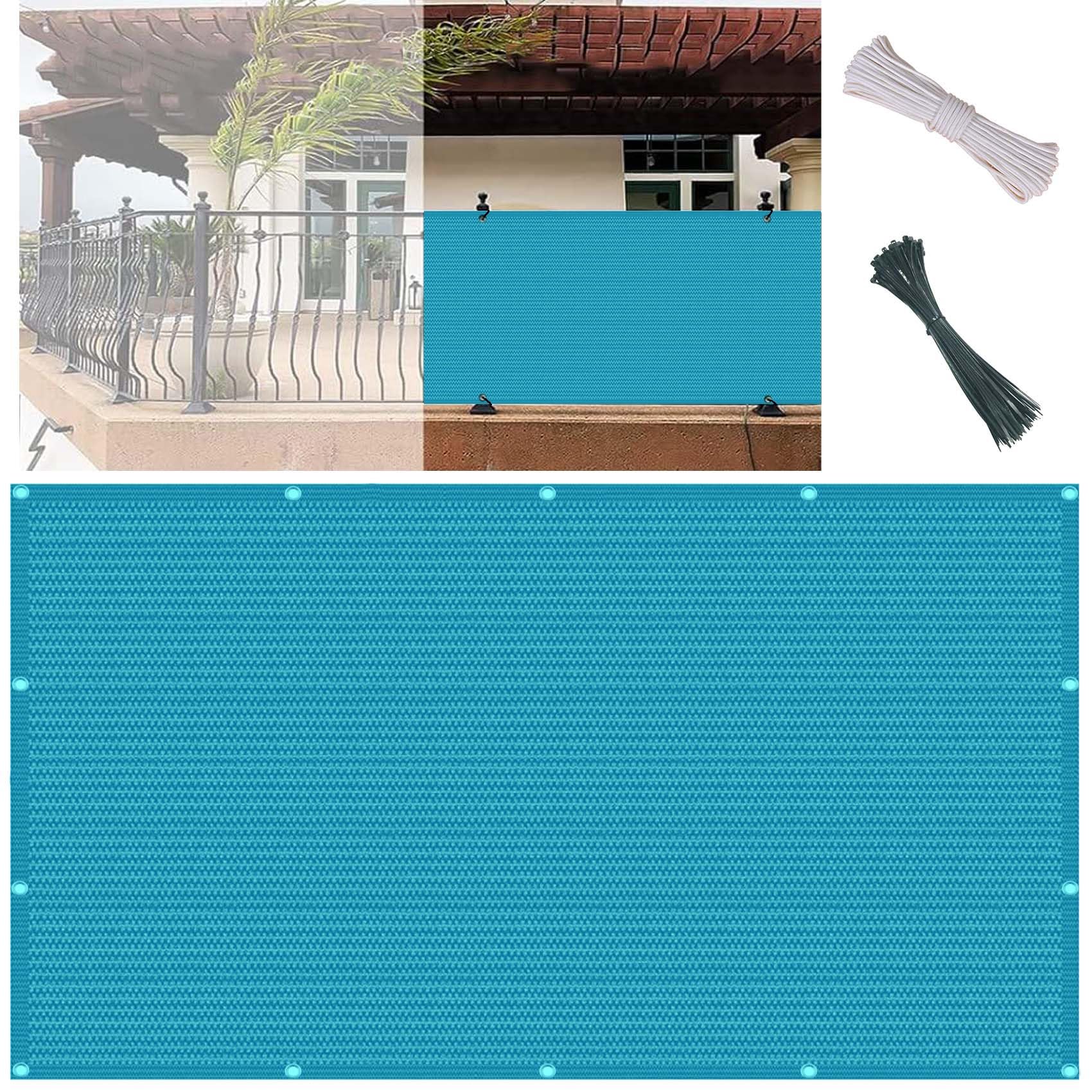 Na zewnątrz – oddychająca ochrona przed wiatrem z opaskami przeciwsłonecznymi i oczkami idealna na taras, balkon, do ogrodu, 90 x 250 cm – osłona odporna na promieniowanie UV