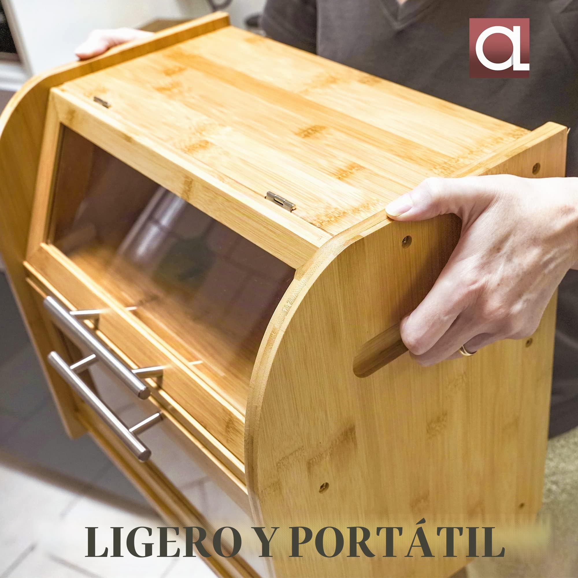 Apace Living Arise Panera de Para Encimera de Cocina, Extra Grande de 2 Estantes Con Ventanas Transparentes Y Rejillas de Ventilación - Conserva Pan, Panecillos, Bollería 40 x 26 x 37, Fácil Montaje