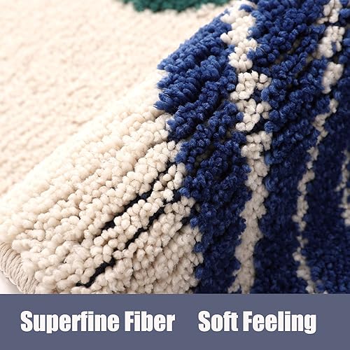 Miniatura 6 de JessMay Alfombras de baño bohemias de microfibra antideslizante, alfombra de baño abstracta de felpa suave y esponjosa, color beige, lavable para