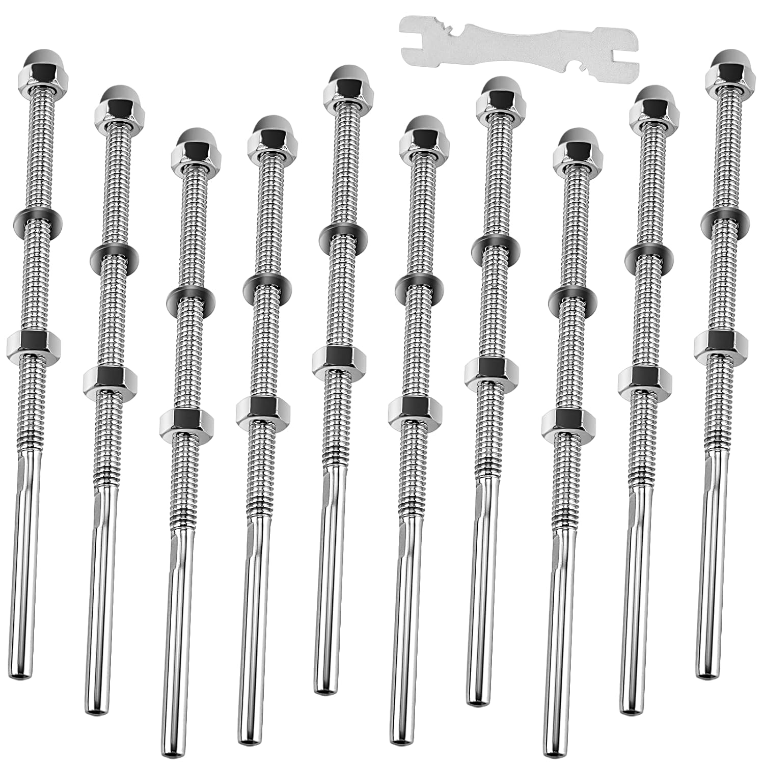 10 Pack Cable Railing Hardware 6'' Swage Threaded Stud Tension for 1/8