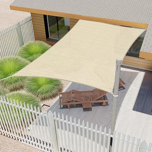 Miniatura 7 de ECOOPTS Toldo rectangular de 20 x 20 pies, para patio, pérgola, jardín, tela de polietileno de alta densidad de 180 GSM, 95% de bloqueo UV (beige)