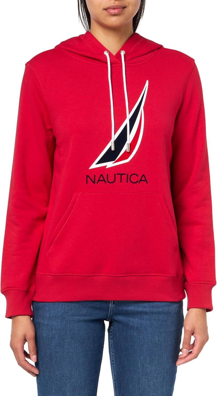 Nautica womens Pullover Logo Hoodie Sweatshirt