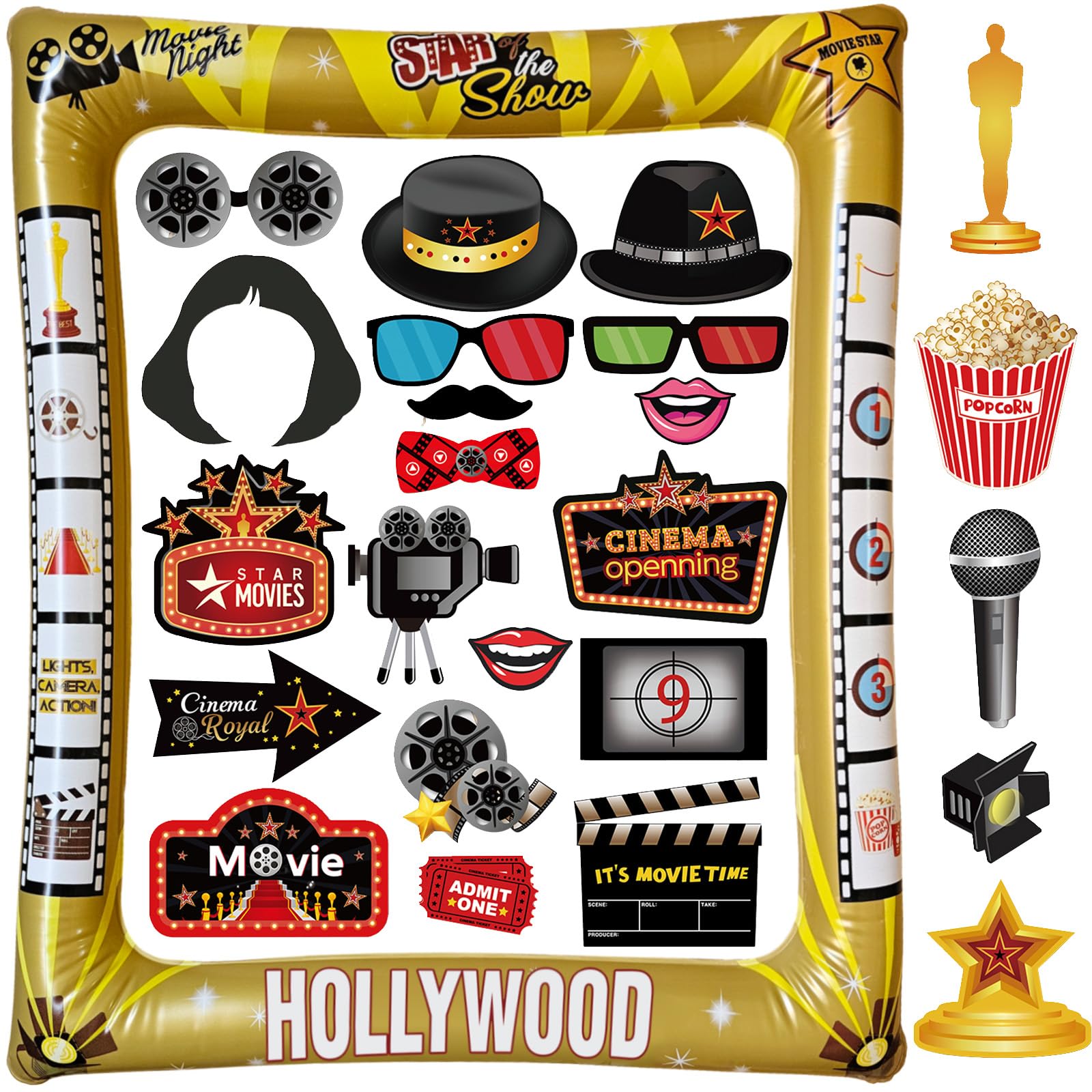 Cadre photo gonflable Hollywood pour réussir vos selfies d'anniversaire thématique