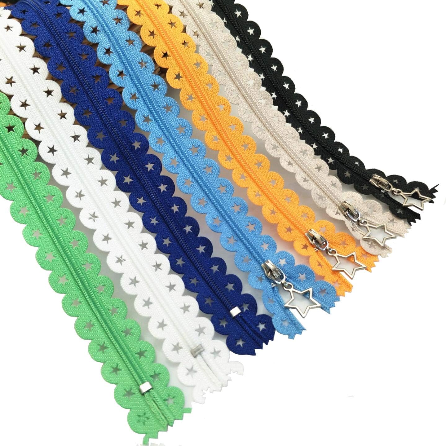 Fbshicung 30Pcs 16Inch Star Shape Nylon Zippers Lace Closed End Zippers and 1Pcs Sewing Machine Zippers Foot for DIY Sewing Craft Dress Bed Bag