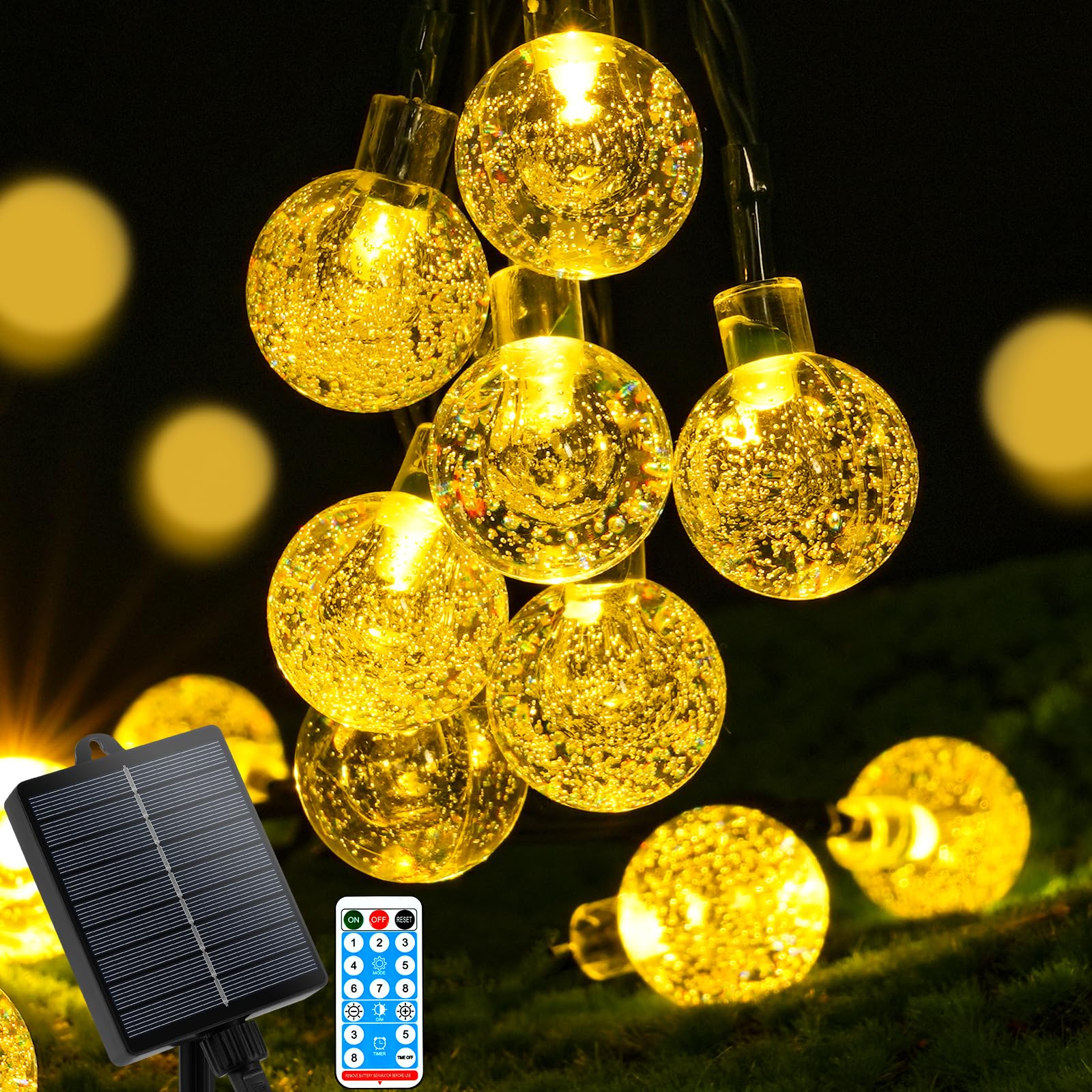 AUAUY Solar String Lights, 11M/36FT 60 LED Globe Fairy Lights