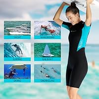 X-mAnTA Női Shorty Neoprén Búvárruha 1,5 mm - Rövid Ujjú Vízisport Ruha Úszáshoz, Búvárkodáshoz, Szörfözéshez - Fekete-Kék XL 6