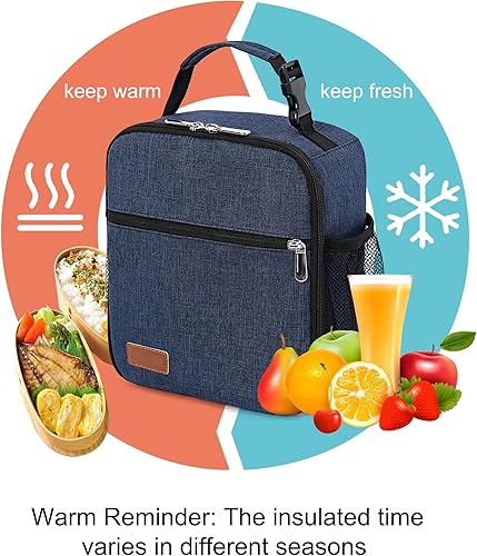 Miniatura 5 de HABOPET Lonchera para hombres y mujeres, bolsa de almuerzo duradera para adultos y niños, reutilizable, pequeña, color azul