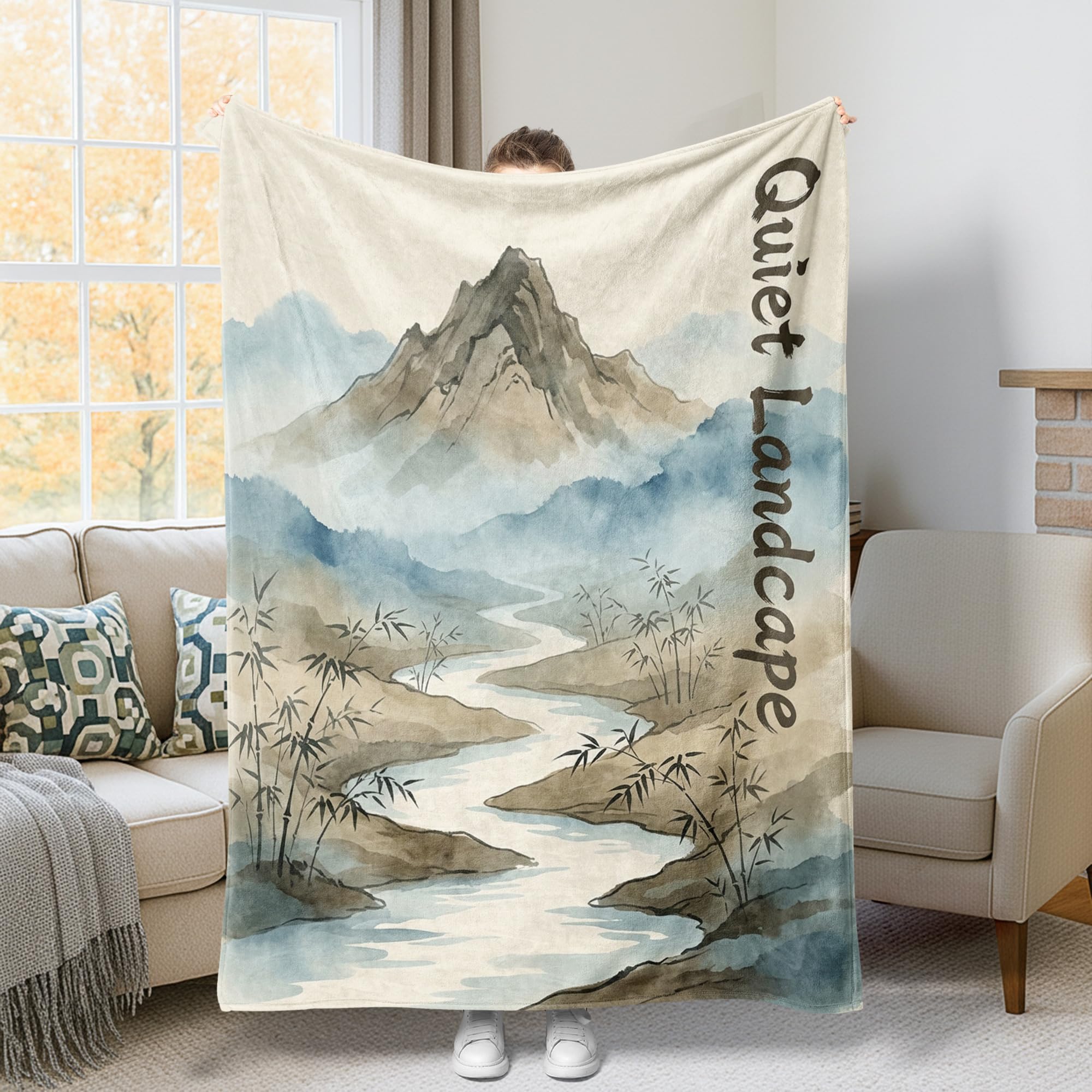 Couverture en polaire bleue 152x203 cm pour lit et canapé