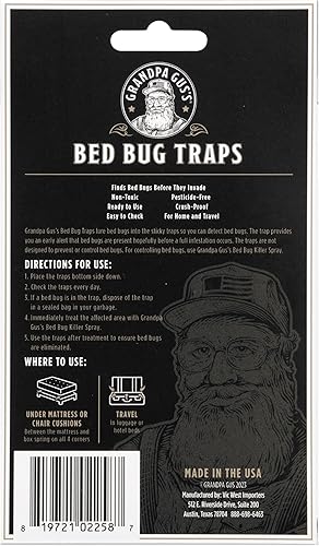 Miniatura 8 de Trampas adhesivas para chinches de cama Grandpa Gus's para el hogar y viajes, detección temprana, dura hasta 6 meses, diseño pequeño y discreto