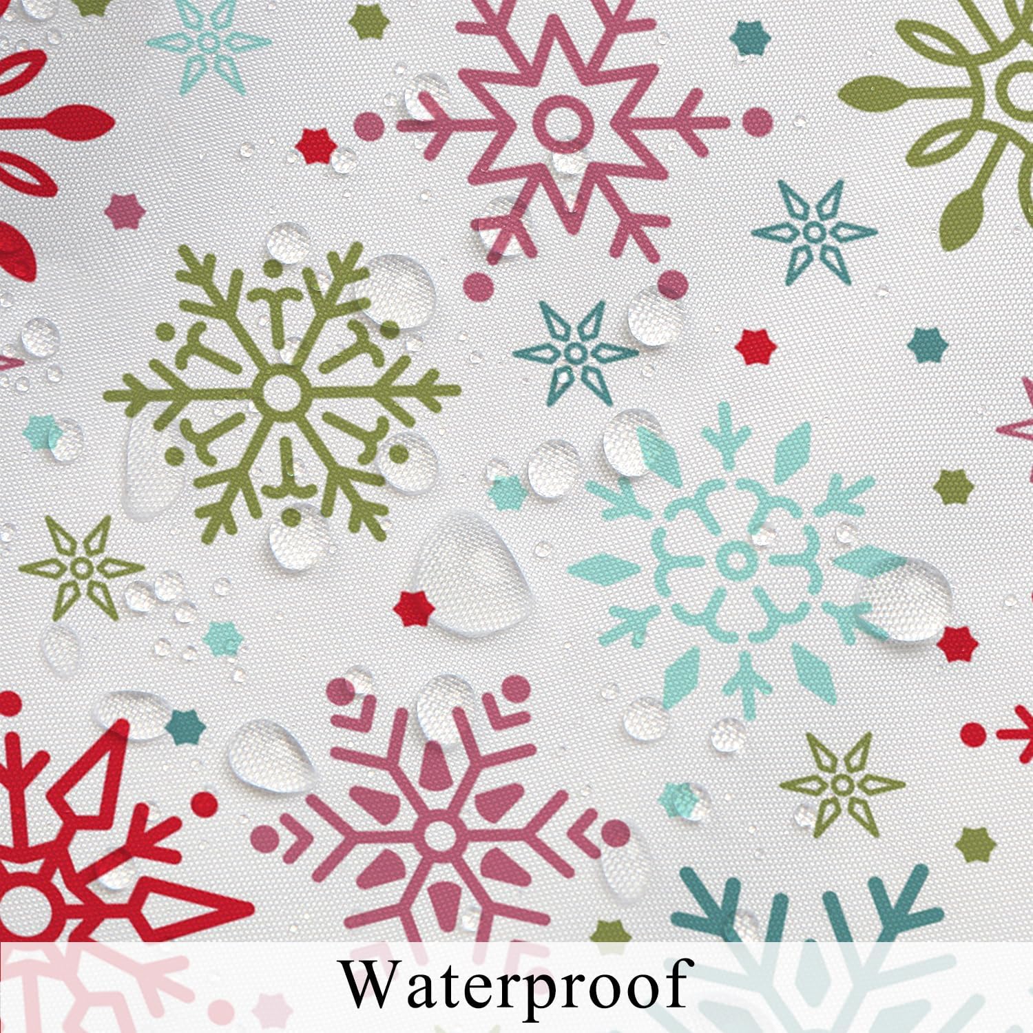 Abstract Snowflake Shower Curtain Boho Mid Century Snowflakes Shower Curtains Winter Christmas Red Blue Green Shower Curtain Sets for Bathroom Extra Long 72x84 in with 12 Hooks