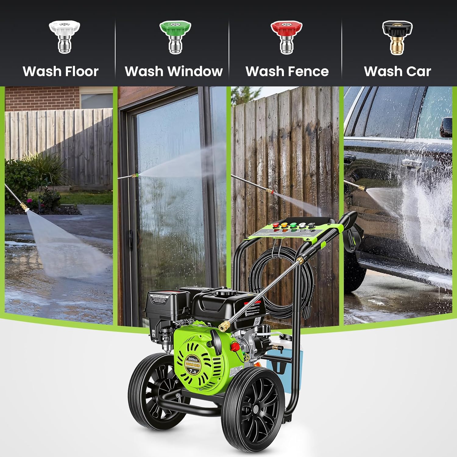 Gas Powered Pressure Washer 4200 PSI Gas Power Washer 4.0 GPM 209CC Commercial High Pressure Washer, with Spray Gun and Extension Wand, 5 Quick Connect Nozzles, Copper Pump,EPA/CARB/ETL (Black)