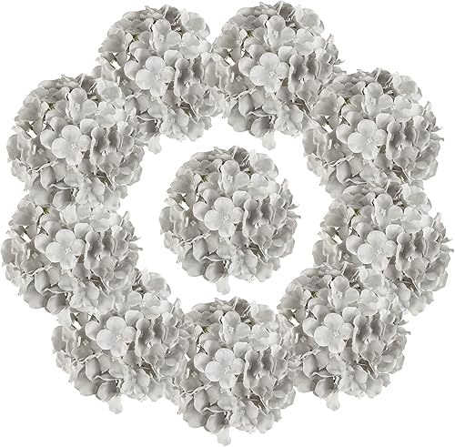 Miniatura 2 de Lansdowns Hortensias de seda, 10 unidades, flores artificiales florales con tallos para boda, oficina, ducha, hotel, banquete, decoración del hogar