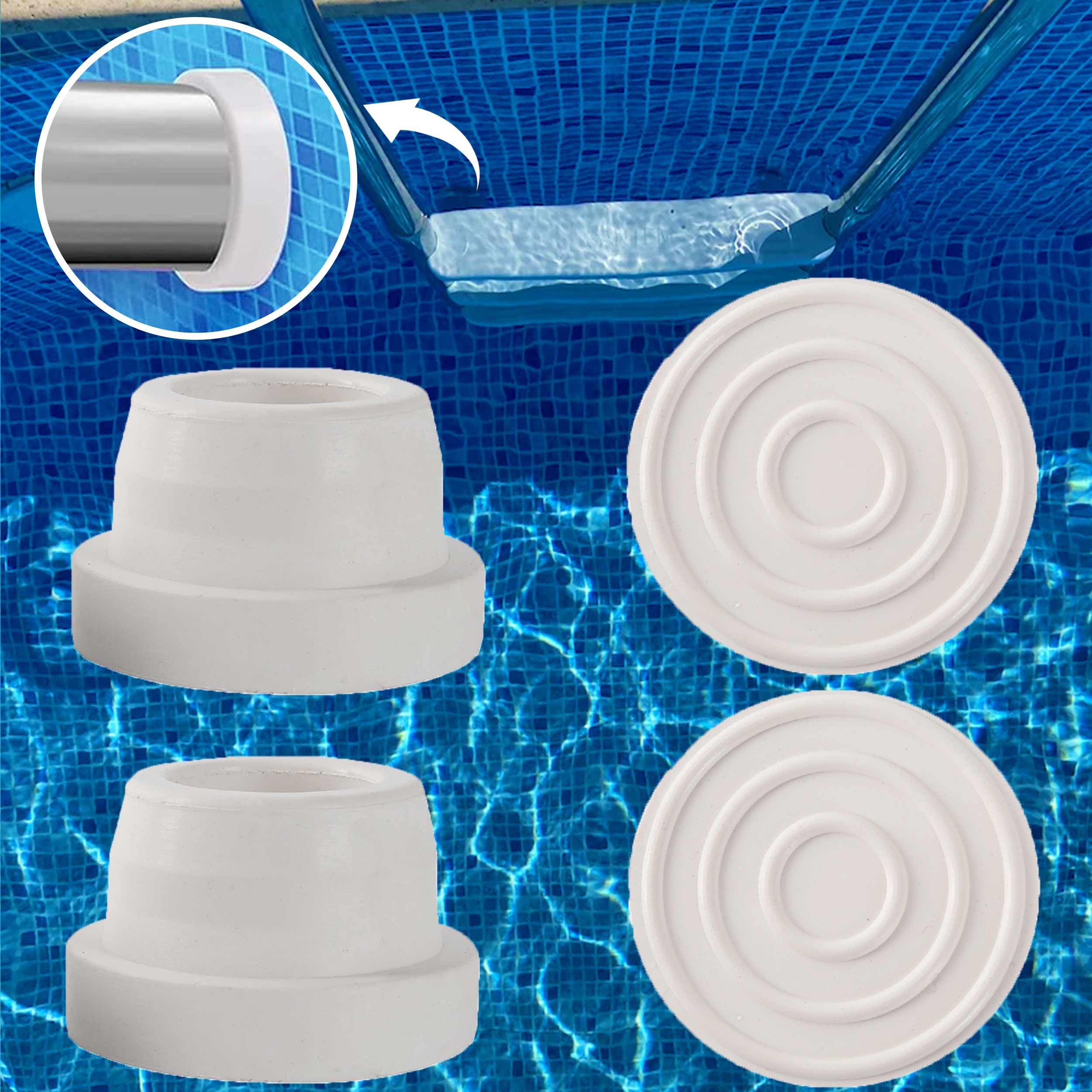 TonGass (4-Pack, White) Inside Pool Ladder Bumpers for Inground Pool - Pool Ladder Rubber End Plugs Fit 1.9" Standard Swimming Pool Ladder Tubing Bumper Caps for Inground Pool Ladder Step End Caps