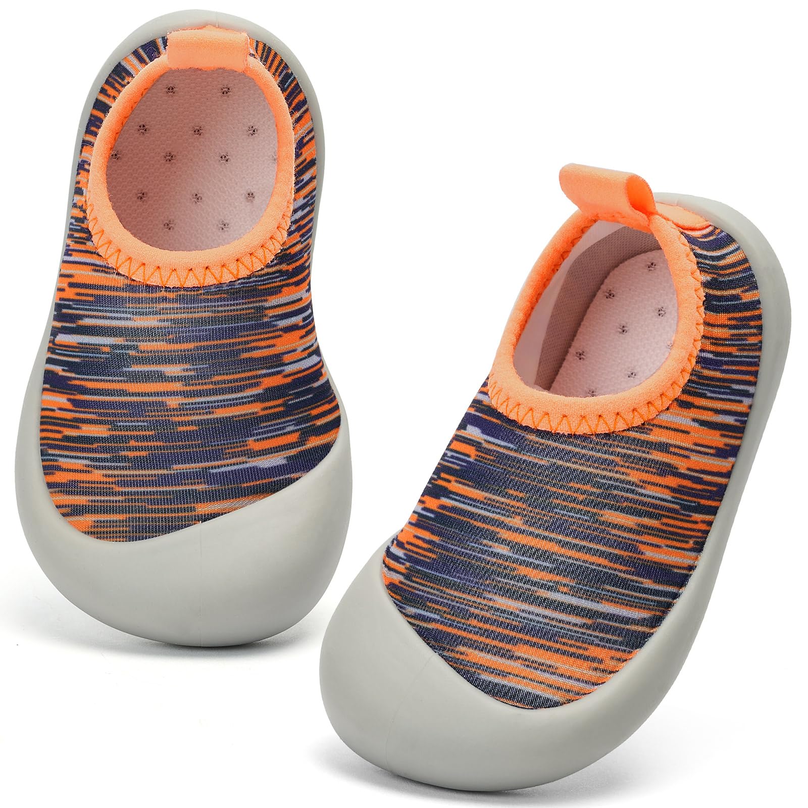 BACSAC Baby Boys and Girls Barefoot Water Shoes with Quick-Dry Upper Wide Toe Box Non-Slip Design for Toddler Kids for Beach Swimming Pool Orange