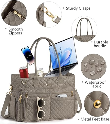 Miniatura 7 de Teacher Bags for Women, 15.6 inch Laptop Work Tote Bag Quilted Nurse Bible Computer Shoulder Bag for School Travel | Dream Tote Work Bag, with 40oz