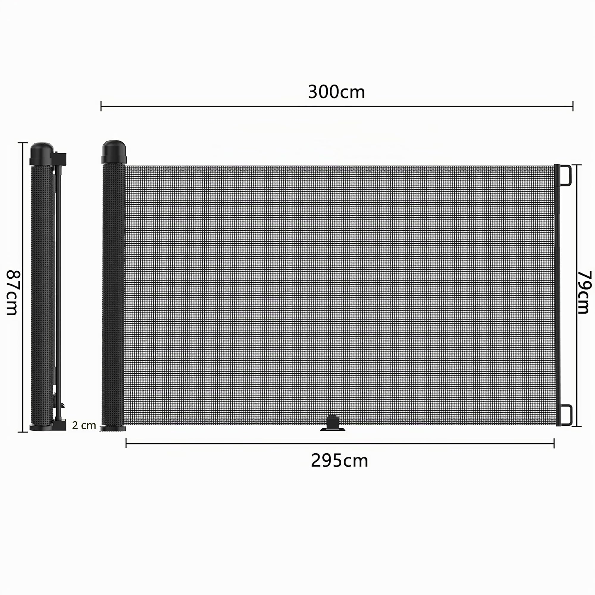 Aufun Treppenschutzgitter Ausziehbar 300cm, Türschutzgitter Baby, Absperrgitter Schutzgitter Treppe für Katzen und Hunde, Extra Breit Babygitter, Treppenschutzrollo für Innen Außenbereich, Schwarz