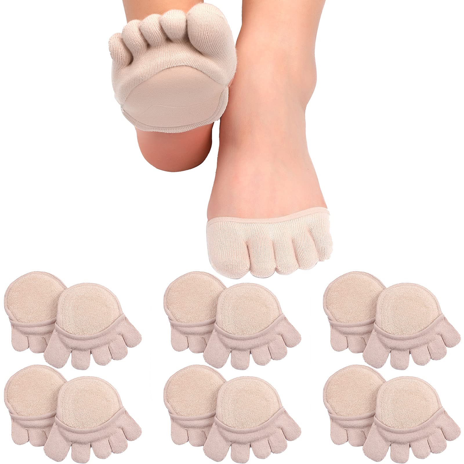 SATINIOR 6 Pairs Toe Topper Socks Women No Show Liner Finger Half Non Slip Invisible Separated Socks Suitable for Thin Feet