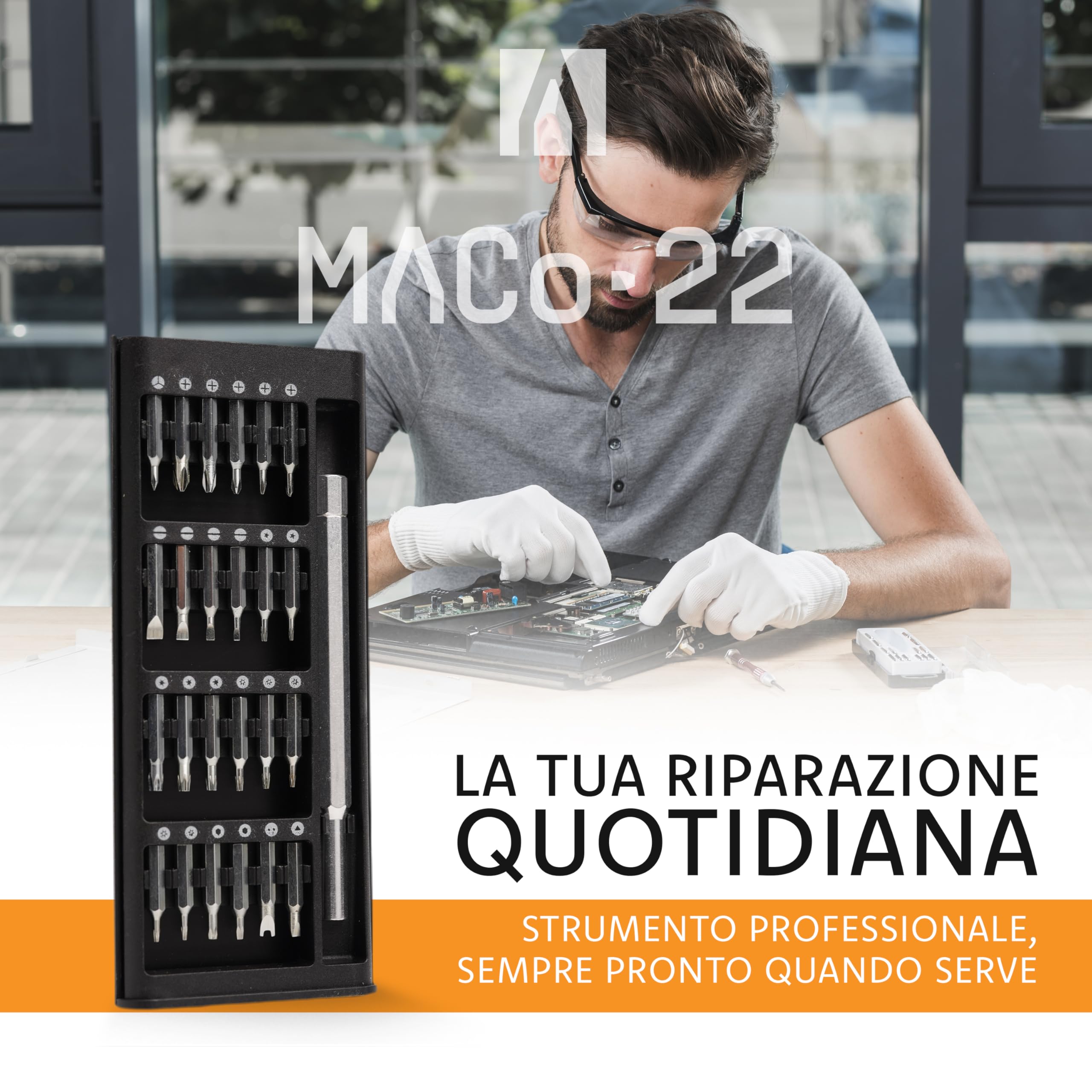 Set Cacciaviti di Precisione 24 in 1, Kit Riparazione Elettronica con Punte Magnetiche, Cacciavite Professionale per Smartphone, Laptop, Console, Orologi e Dispositivi