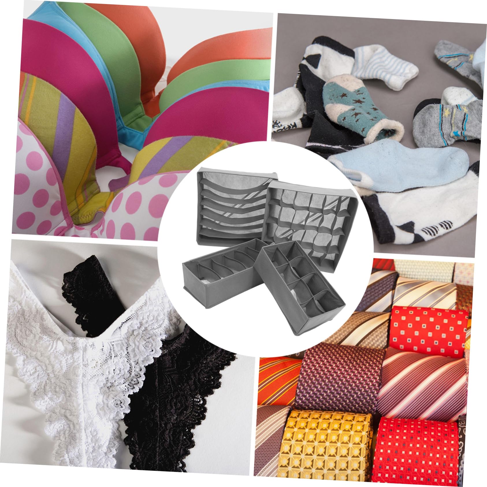 Levemolo 4 Stück-pack Aufbewahrungsboxen Aus Vliesstoff Für Unterwäsche Socken Bhs Krawatten Schals Faltbar Mit Fächern Kommode Organizer Für Kleiderschrank